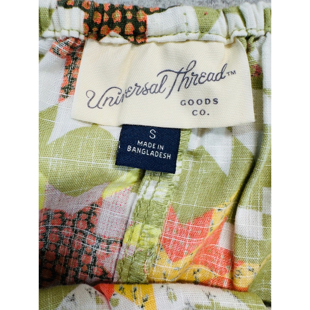 Universal Thread Maxi Dress Women Small Green Patchwork Print Smocked Boho Flowy - Picture 10 of 11